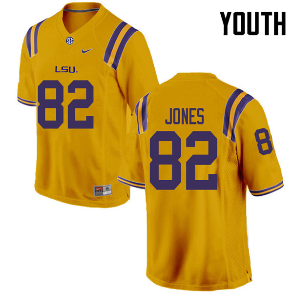 Youth #82 Kenan Jones LSU Tigers College Football Jerseys Sale-Gold